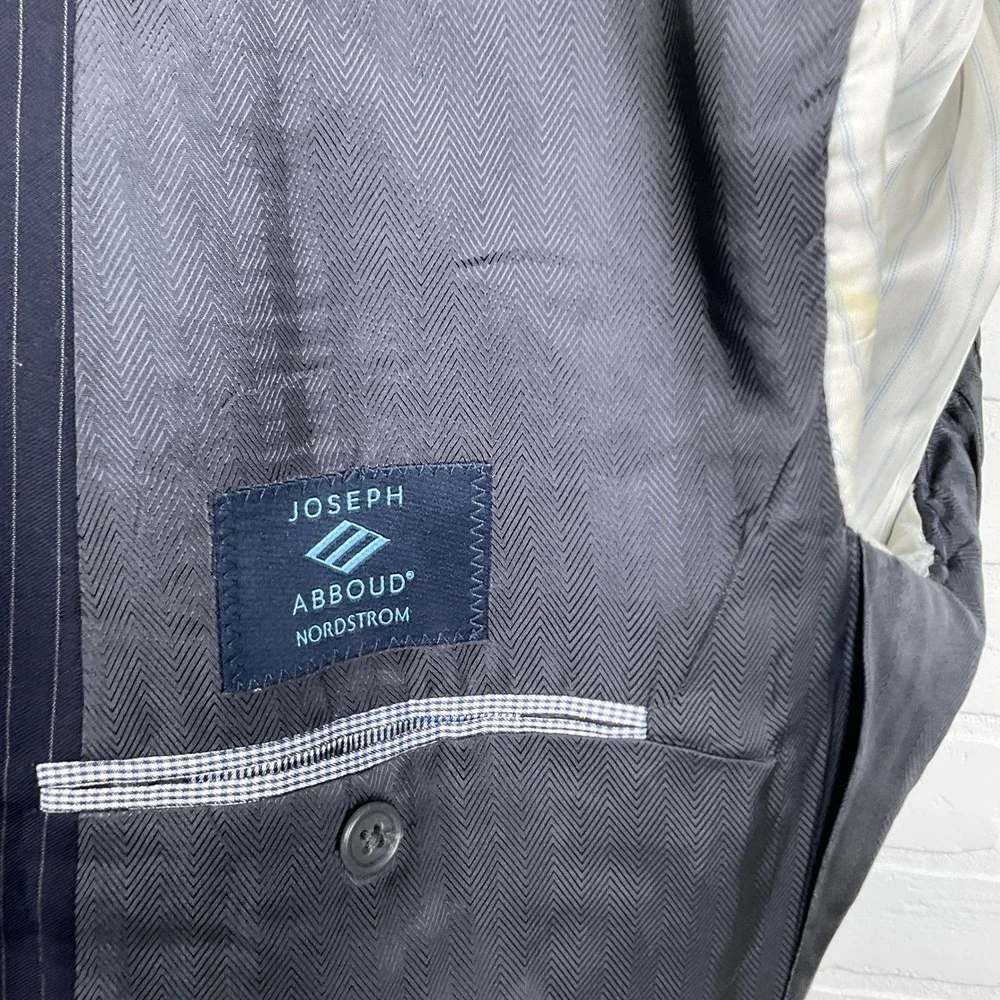 Joseph Abboud Blazer‎ Men 48L Blue Pinstripe Loro Piana Wool Super 120s Jacket